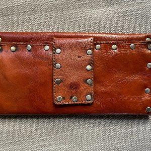 Vintage 1960s Large Leather Wallet with Grommets